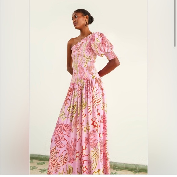 Farm Rio Pink Mixed Lobsters Midi Dress - Picture 3 of 6